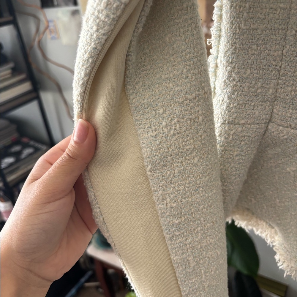 Rebecca Taylor Cream Bouclé Zip-Front Jacket - Picture 5 of 5